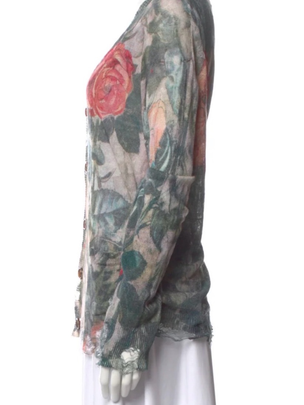 R13 NWT Camo Rose Boyfriend Cardigan, Size Large - Picture 3 of 7